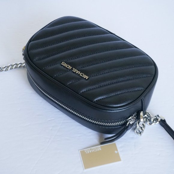 Jet Set Small Signature Logo Oval Crossbody Bag in BLACK  Michael Kors Rose MINI Oval Crossbody Bag Black